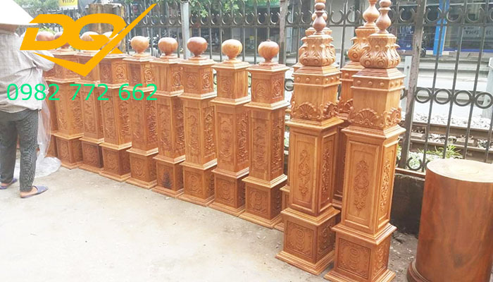 Báo giá trụ cầu thang gỗ vuông trụ gỗ tròn trụ lục lăng đẹp giá rẻ tại Hà  Nội